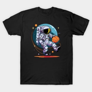 Space Traveller on Distant Planet with Basketball T-Shirt